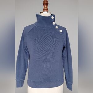 Bundle Of 2 J Crew Women's High Neck Button Sweater - Navy Blue & Beige